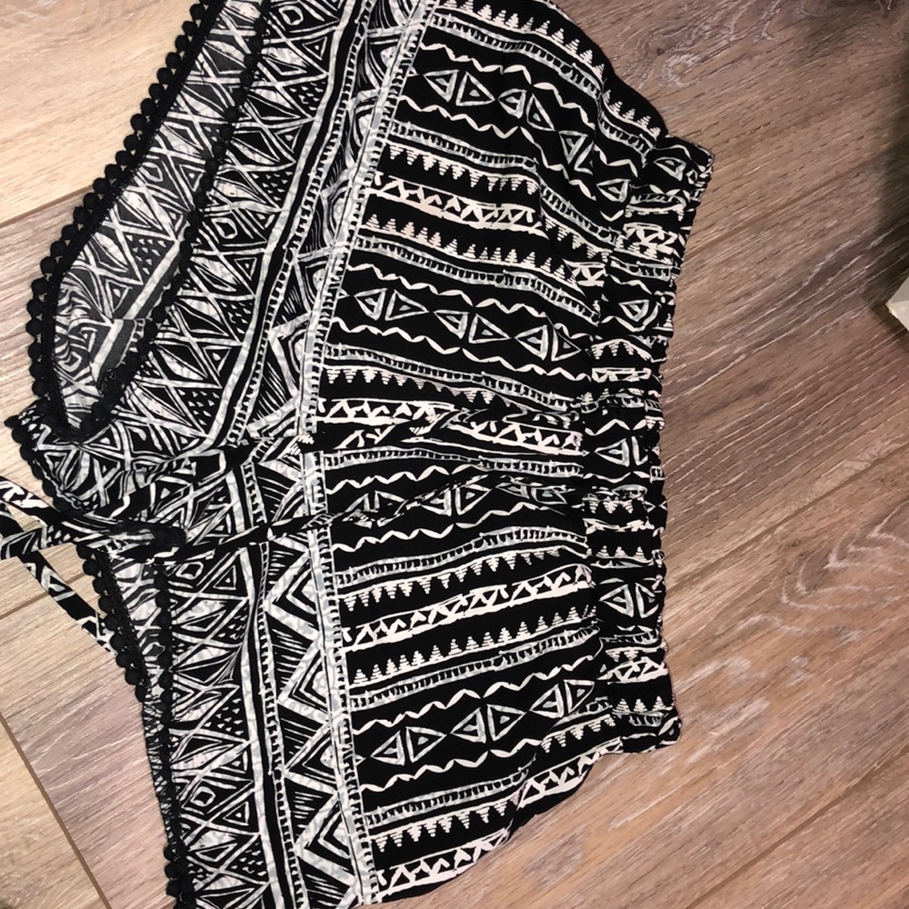 black and white tribal print shorts